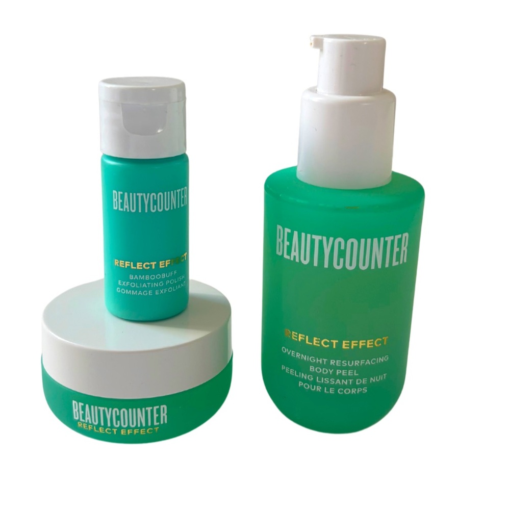 BeautyCounter Reflect Effect Set, AHA mask, Body Peel, and Exfoliating Polish